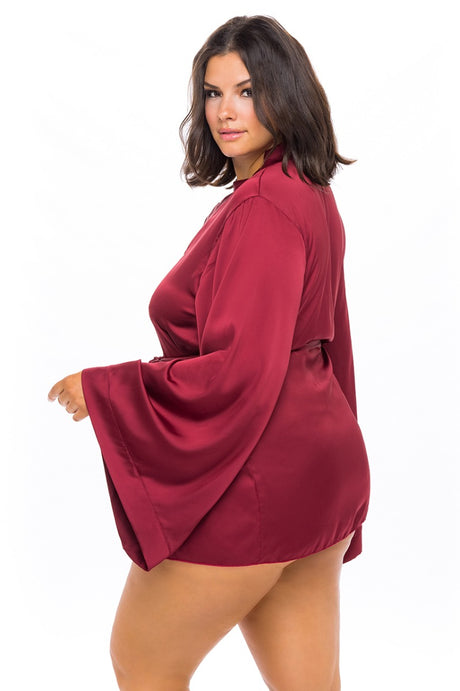 MIRIELLE Wide Sleeves Satin Robe - OH LÀ LÀ CHÉRI Oh La La Cheri - Boutique Séduction