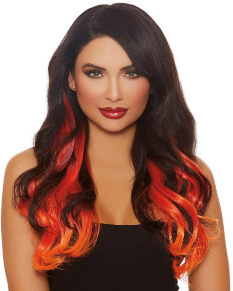 Long wavy layered extensions - Dreamgirl Wigs - Burgundy/Red/Orange Dreamgirl International - Boutique Séduction