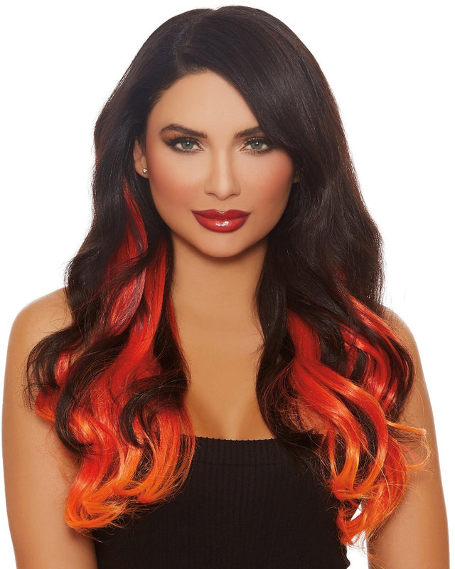 Long wavy layered extensions - Dreamgirl Wigs - Burgundy/Red/Orange Dreamgirl International - Boutique Séduction