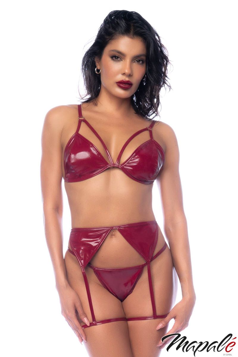 Wet-Look 3Pc Set - MAPALÉ Mapalé - Boutique Séduction