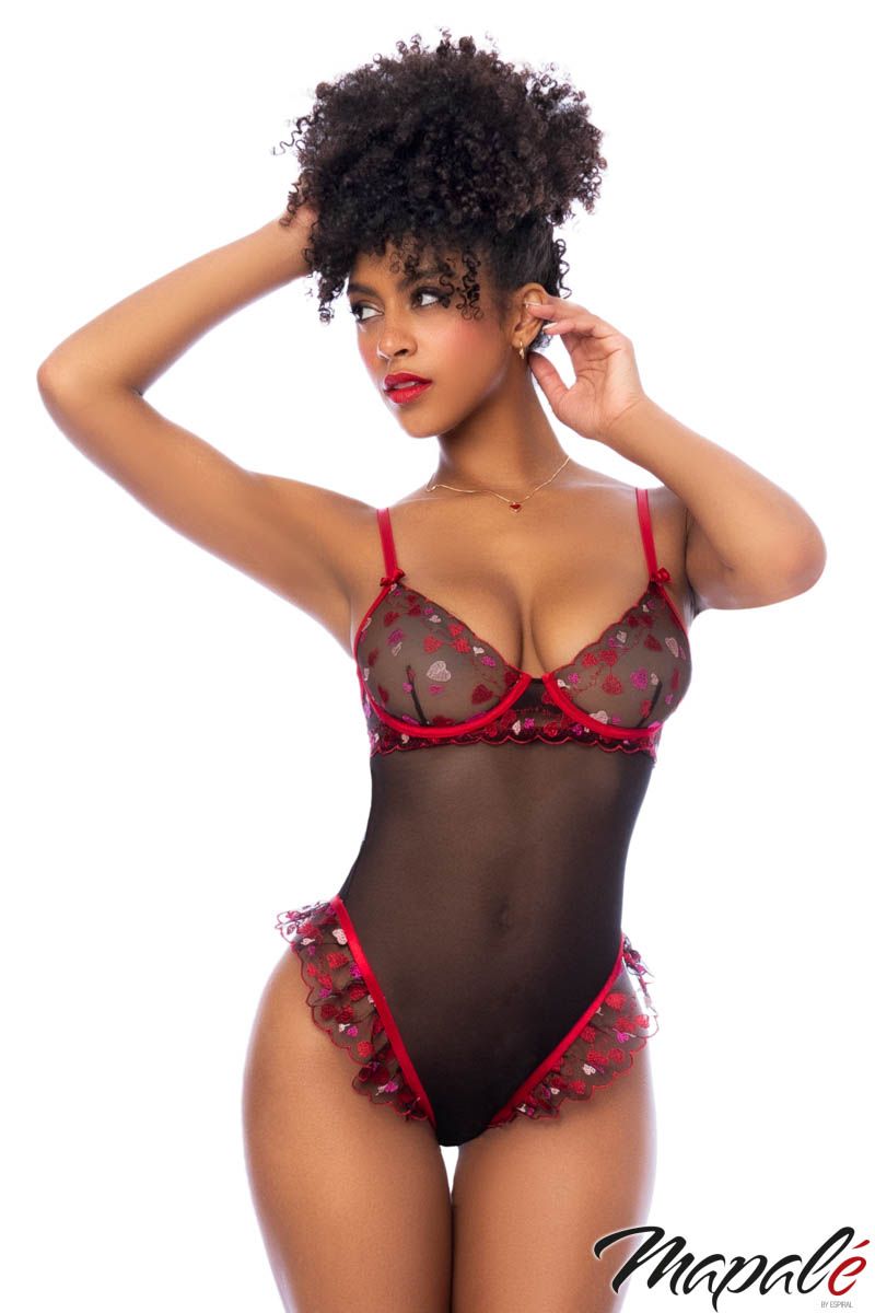 Heart Mesh Teddy - MAPALÉ Mapalé - Boutique Séduction