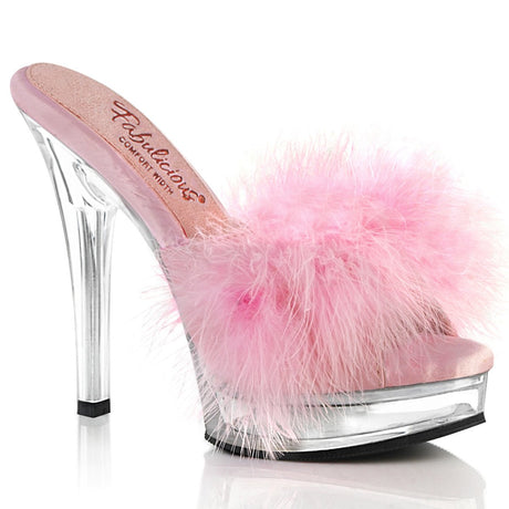 Marabou Slipper - 5" Heel - PLEASER - Pink Pleaser Shoes - Boutique Séduction