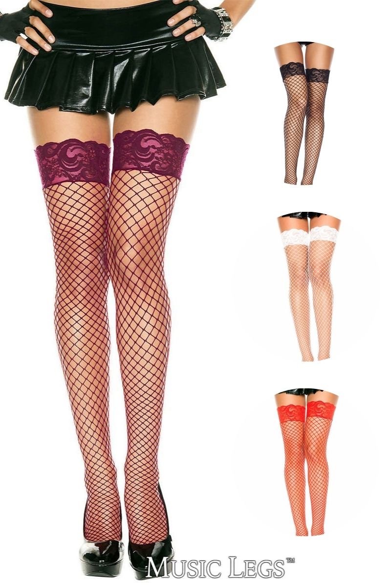 Stretch Fishnet Thigh High Stockings - MUSIC LEGS Music Legs - Boutique Séduction