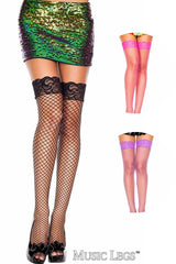 Lace Trim Fishnet Thigh Hi Stocking - MUSIC LEGS Music Legs - Boutique Séduction