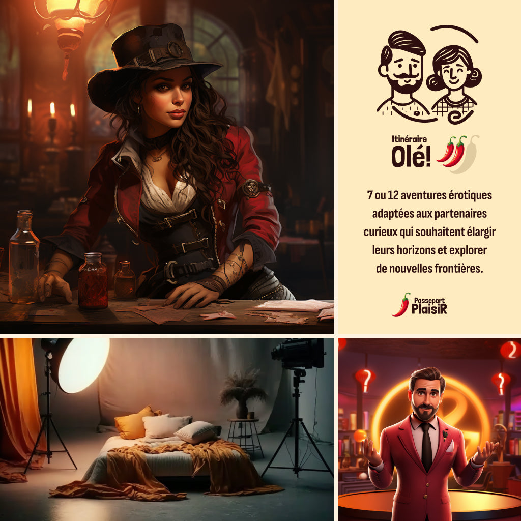 Passeport Plaisir - Itinéraire Olé! Passeport Plaisir - Aventures érotiques pour couples - Boutique Séduction