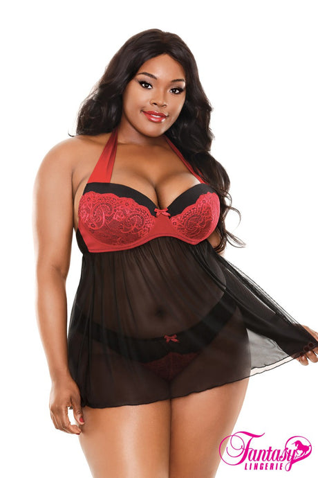 SOPHIA Sheer Mesh Babydoll - FANTASY LINGERIE Fantasy Lingerie - Boutique Séduction