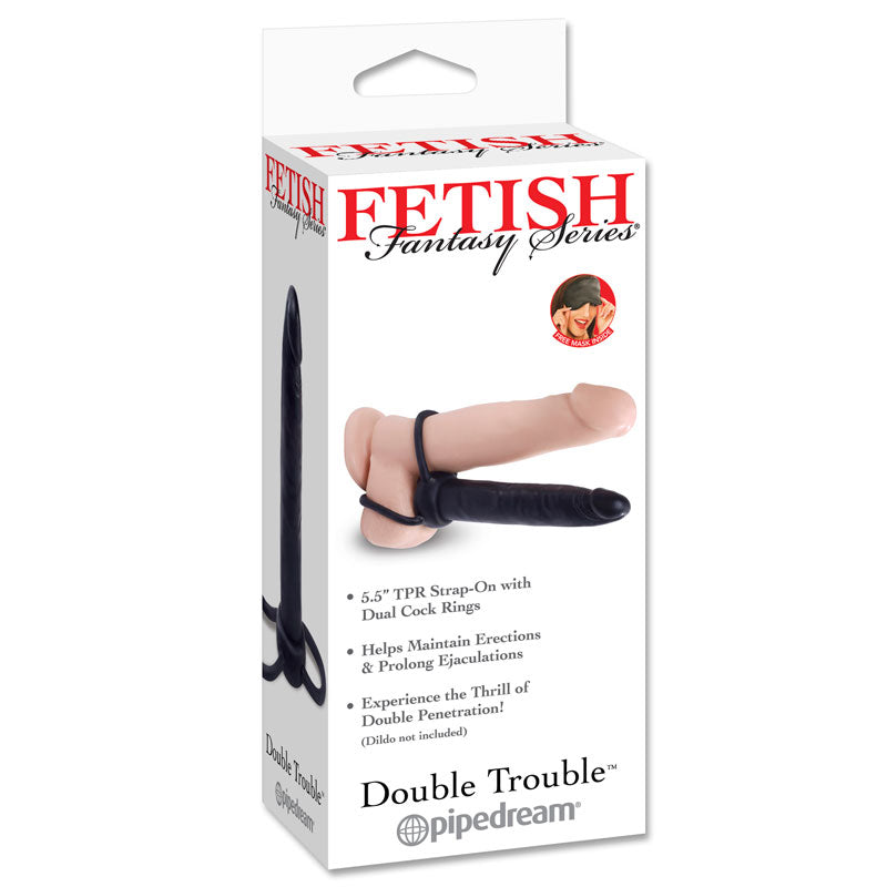 DOUBLE TROUBLE Strap-on with dual cockrings - FETISH FANTASY PipeDream - Boutique Séduction