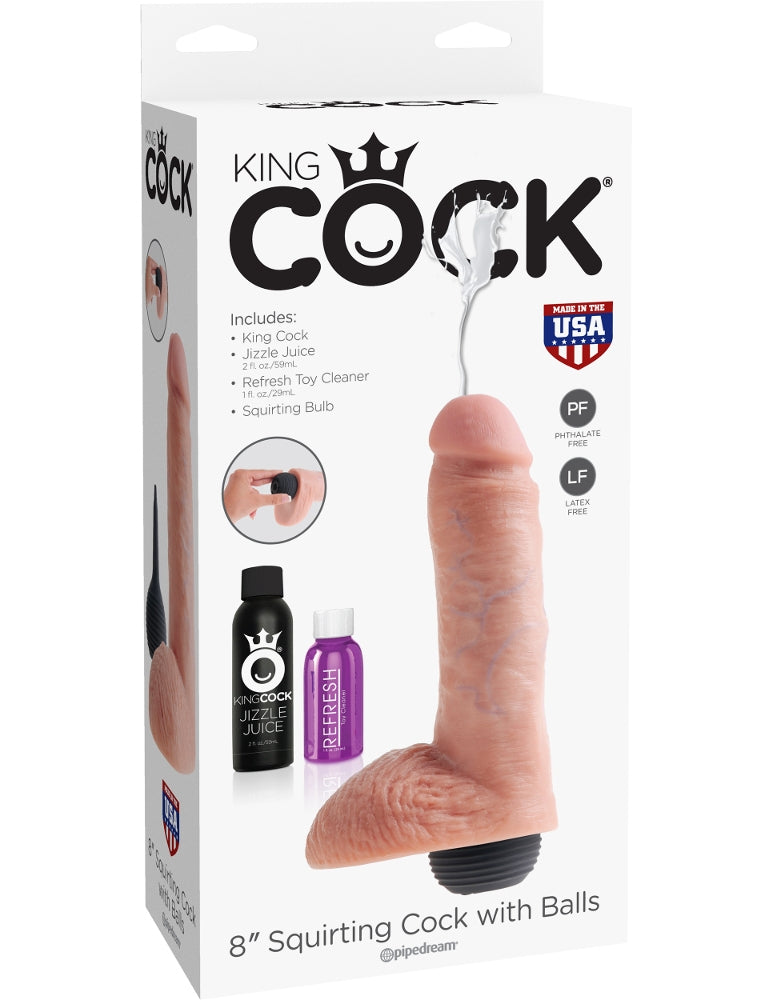 King Cock - 8" Squirting Cock With testicles King Cock - Boutique Séduction