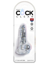 4 inches Dildo with Testicles - KING COCK CLEAR King Cock - Boutique Séduction