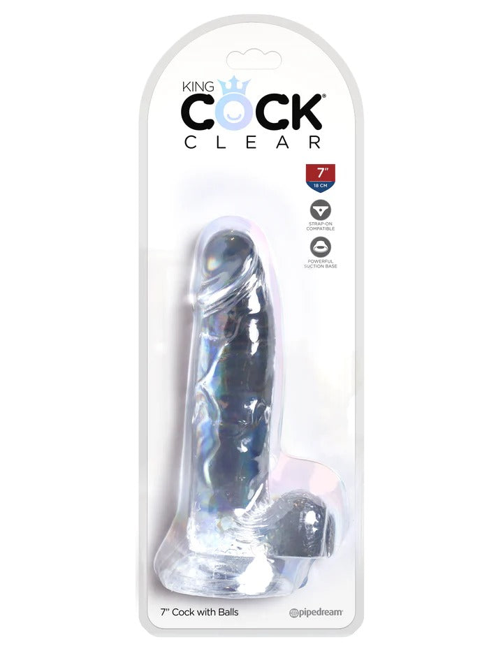 7 inches Dildo with Testicles - KING COCK CLEAR King Cock - Boutique Séduction