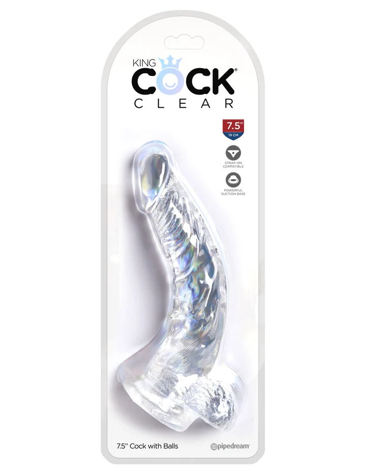 7.5 inches Dildo with Testicles - KING COCK CLEAR King Cock - Boutique Séduction