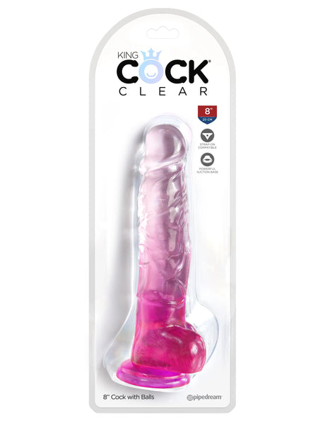 8 inches Cock with Balls - KING COCK CLEAR King Cock - Boutique Séduction