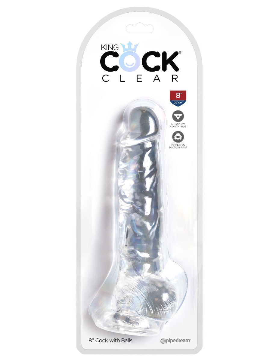 8 in Dildo With Balls - KING COCK CLEAR King Cock - Boutique Séduction