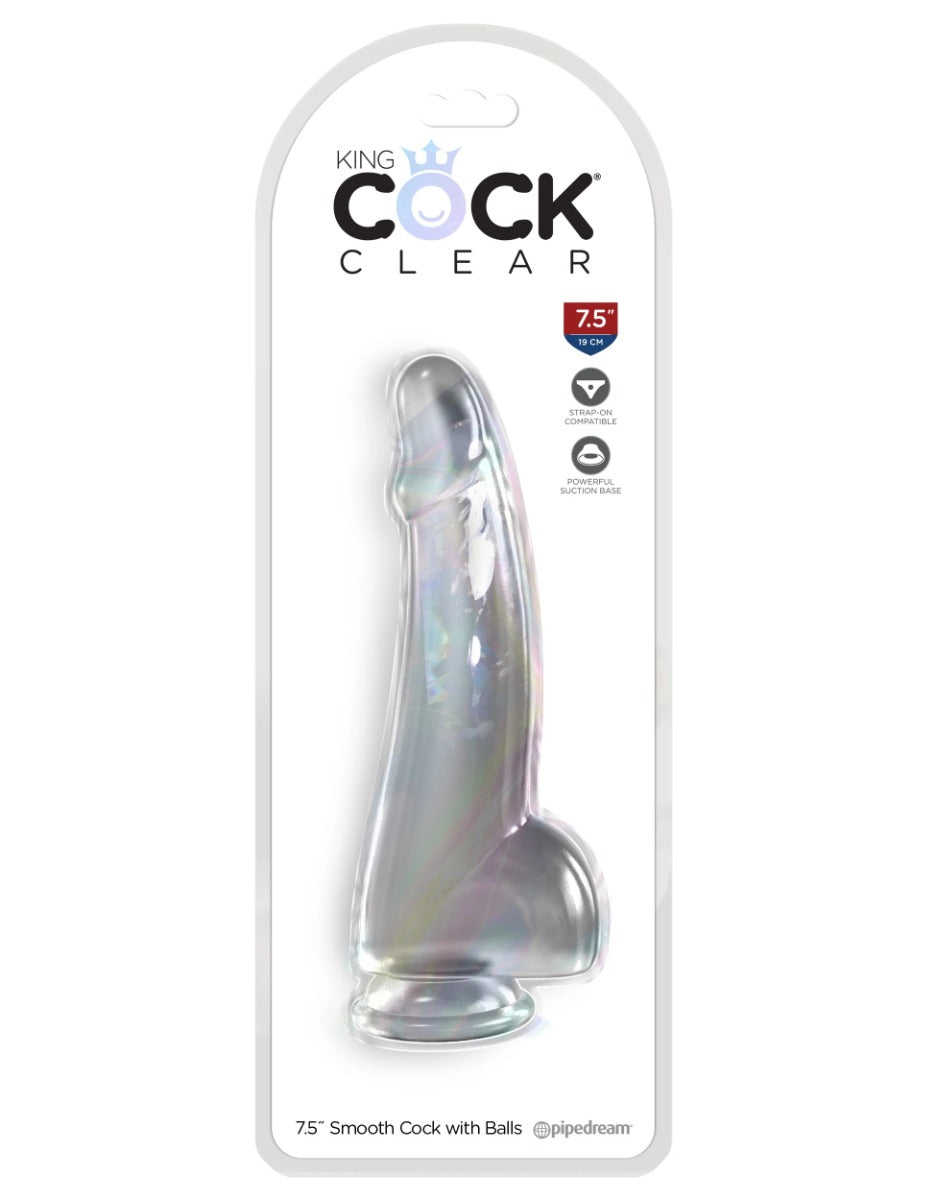 7.5 inches Smooth Cock with Balls - KING COCK CLEAR King Cock - Boutique Séduction