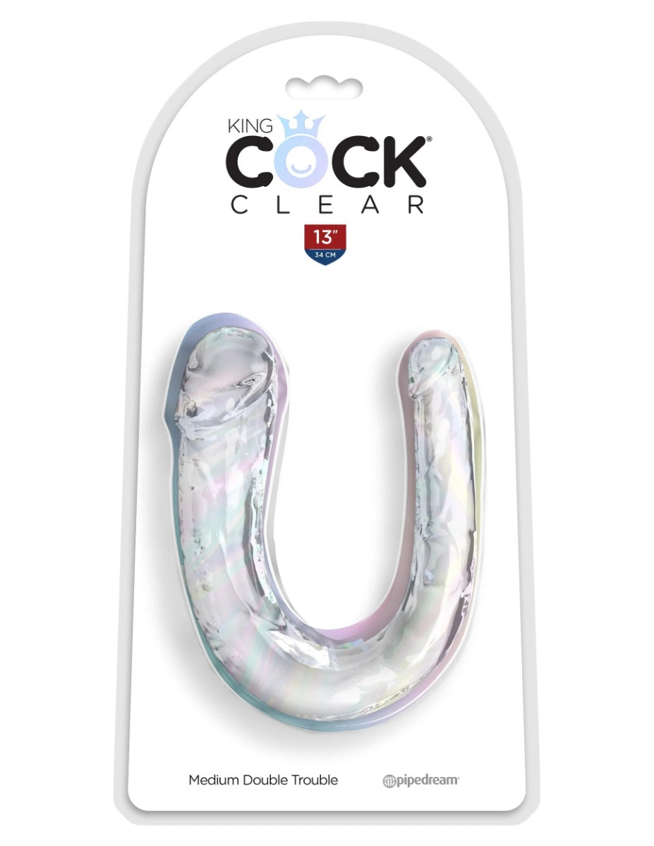 13in Medium Double Trouble Dildo - KING COCK CLEAR King Cock - Boutique Séduction