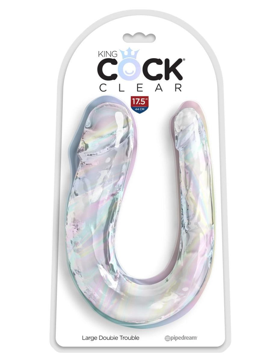 17.5in Large Double Trouble Dildo - KING COCK CLEAR King Cock - Boutique Séduction