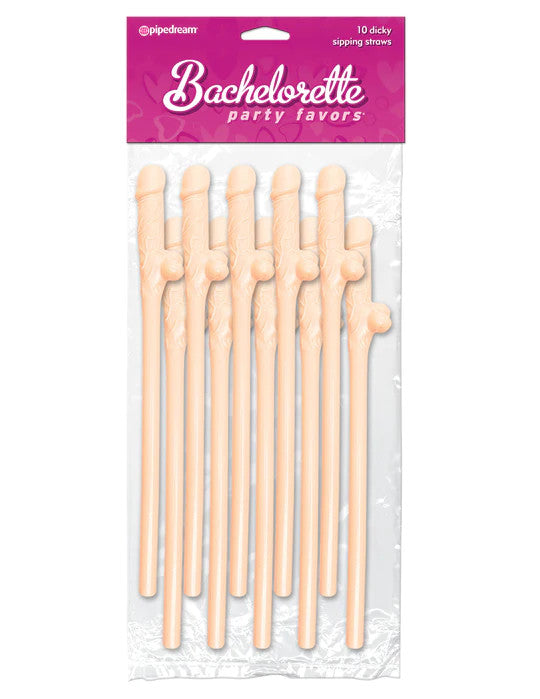 10 pecker straws - Nude Bachelorette Party Favors - Boutique Séduction