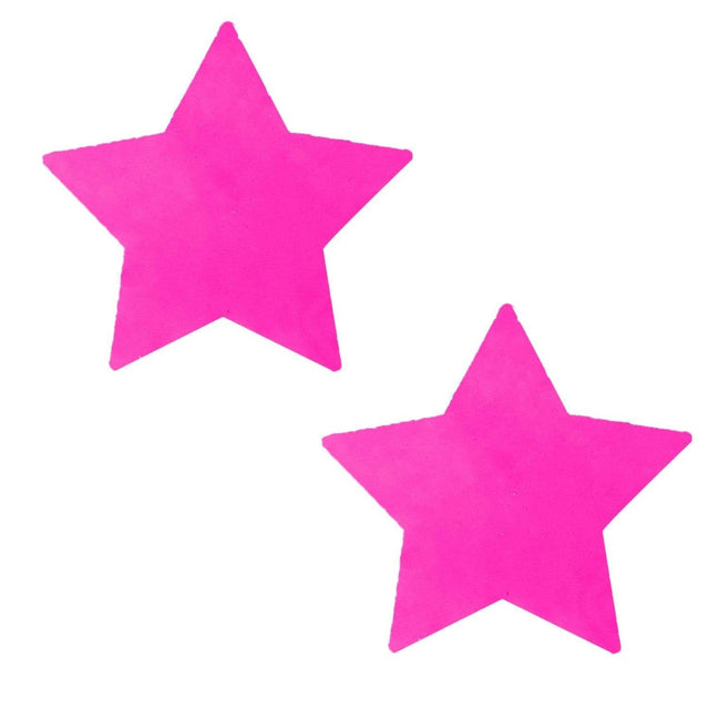 Pasties (2) - Neva Nude - Neon Pink Blacklight Reflective Star Neva Nude - Boutique Séduction