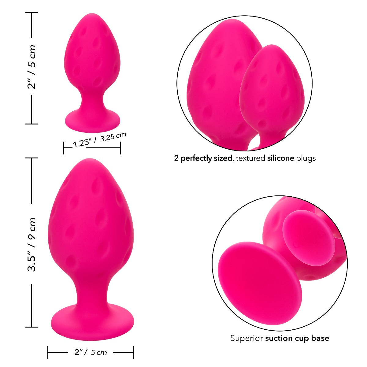 Textured anal plug set - Cheeky - Pink Cheeky - Boutique Séduction