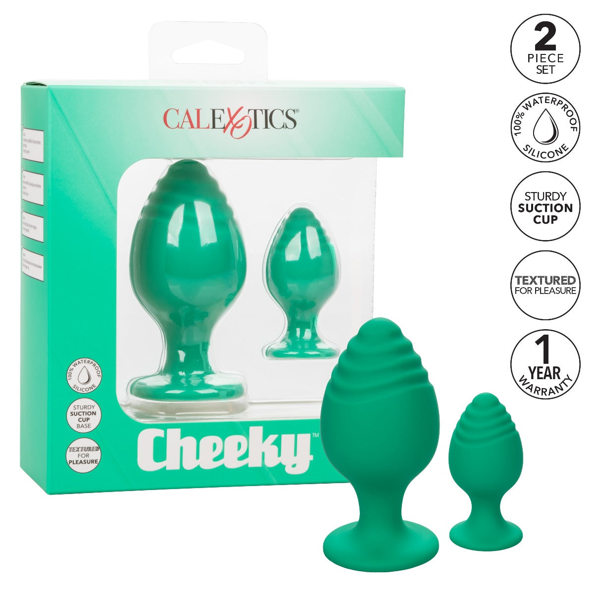 Textured anal plug set - Cheeky - Green Cheeky - Boutique Séduction