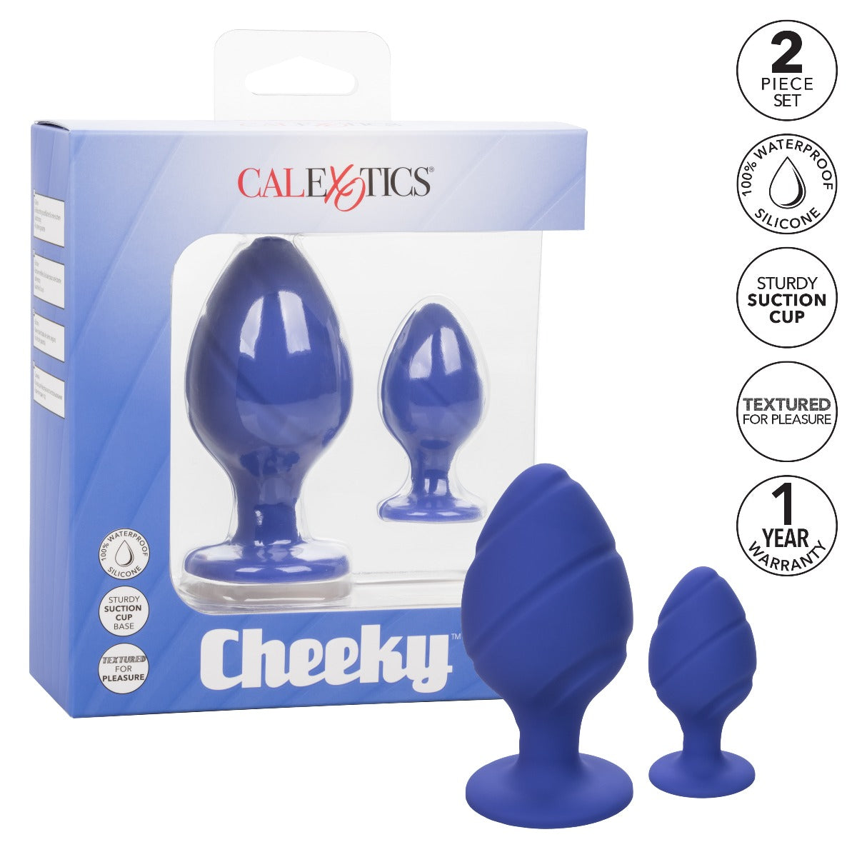 Textured anal plug set - Cheeky - Blue Cheeky - Boutique Séduction