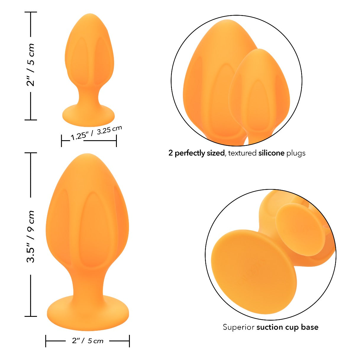 Textured anal plug set - Cheeky - Orange Cheeky - Boutique Séduction