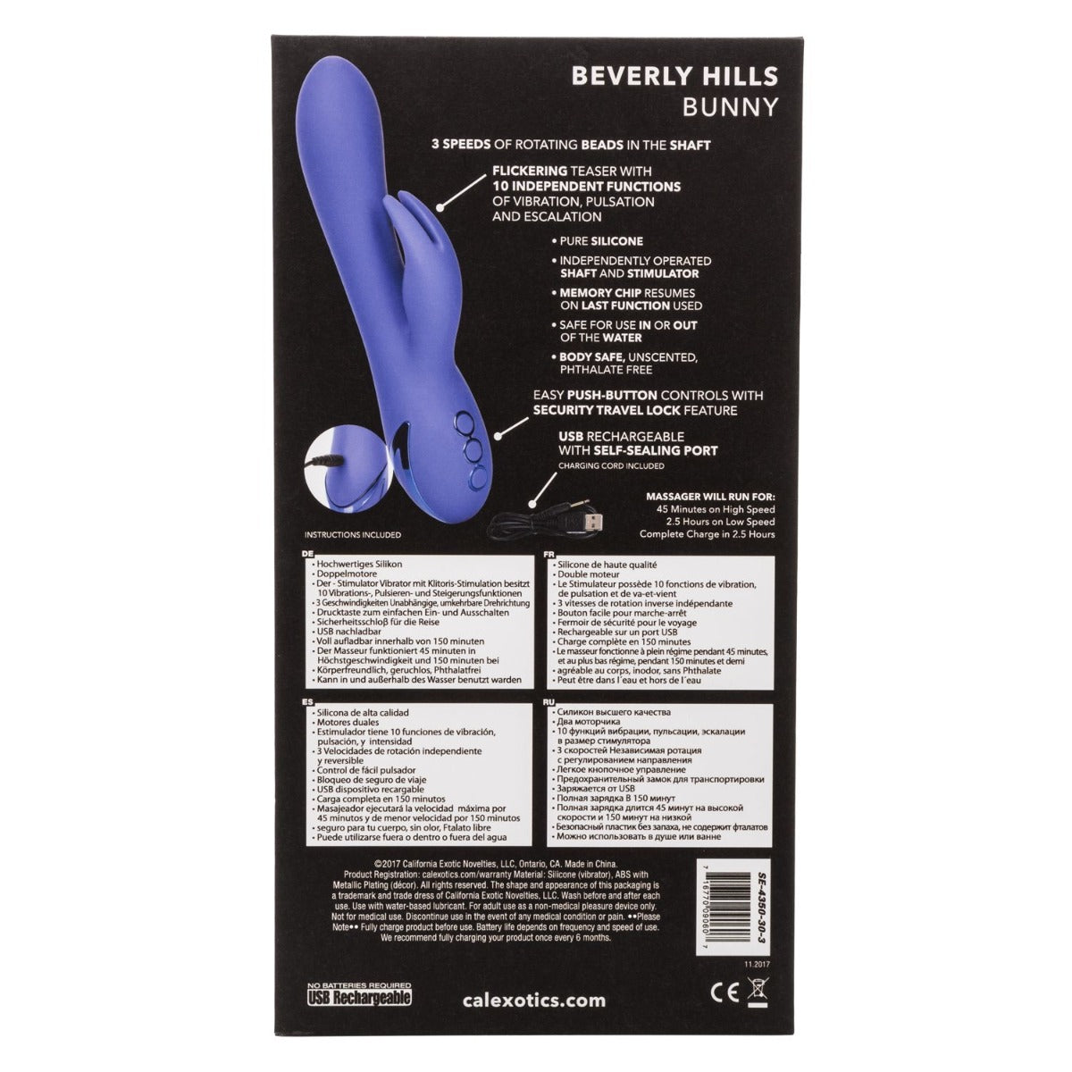 BEVERLY HILLS BUNNY Double Stimulation Vibrator - CALIFORNIA DREAMING California Dreaming - Boutique Séduction