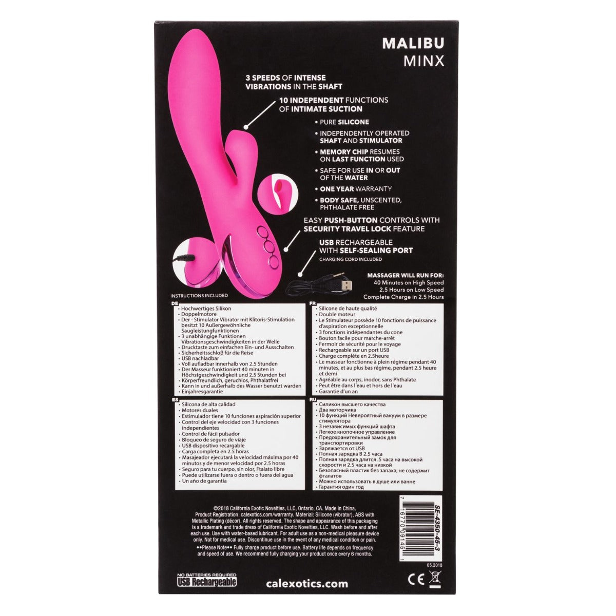 MALIBU MINX Double Stimulation Vibrator - CALIFORNIA DREAMING California Dreaming - Boutique Séduction