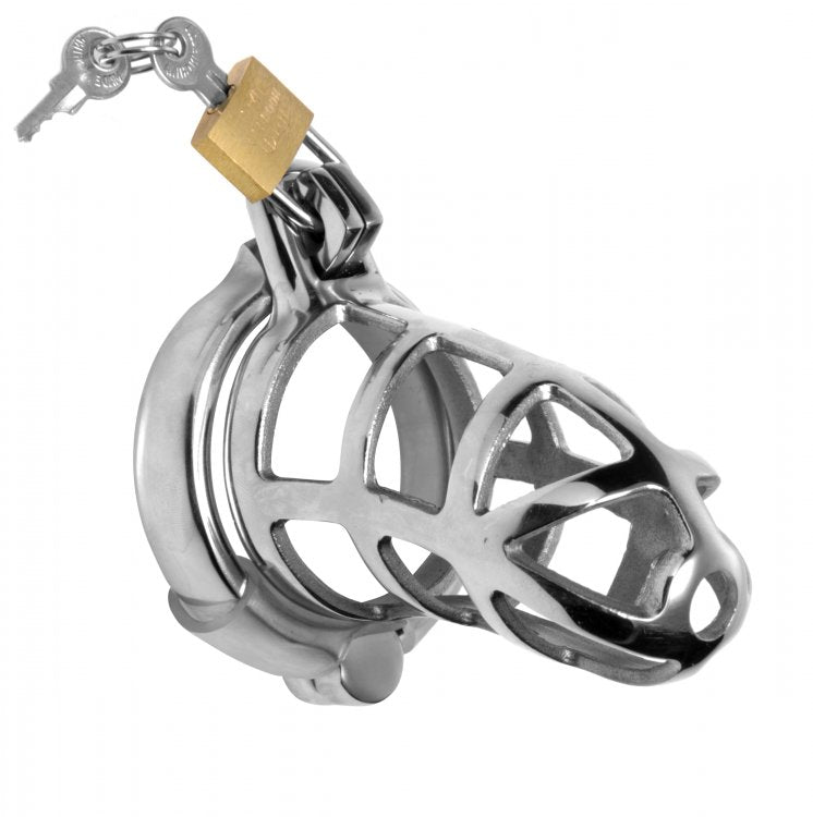 Master Series - Detained - Stainless Steel Locking Chastity Cage Master Series - Boutique Séduction