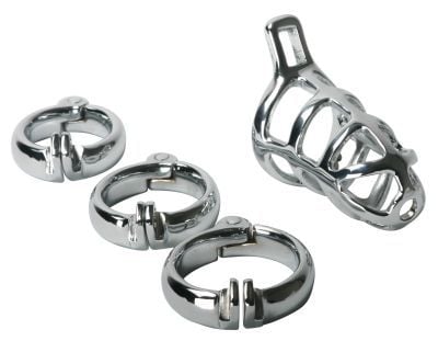 Master Series - Detained - Stainless Steel Locking Chastity Cage Master Series - Boutique Séduction