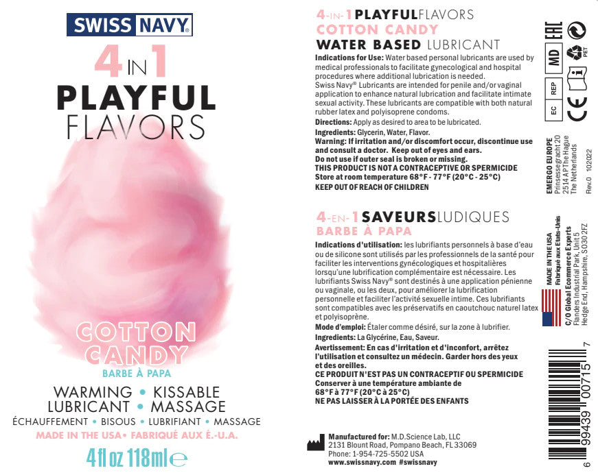 4 in 1 PLAYFUL FLAVORS Cotton Candy - SWISS NAVY Playful Flavors - Boutique Séduction