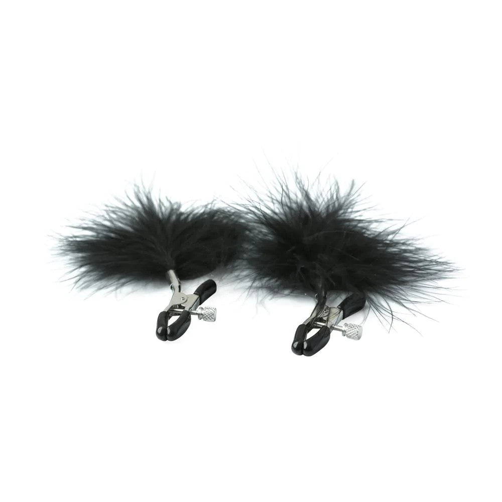 Nipple Clamps - Feathered Nipple Clamps - S&M Sex & Mischief - Boutique Séduction