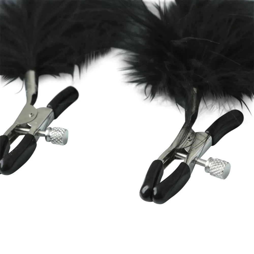 Nipple Clamps - Feathered Nipple Clamps - S&M Sex & Mischief - Boutique Séduction