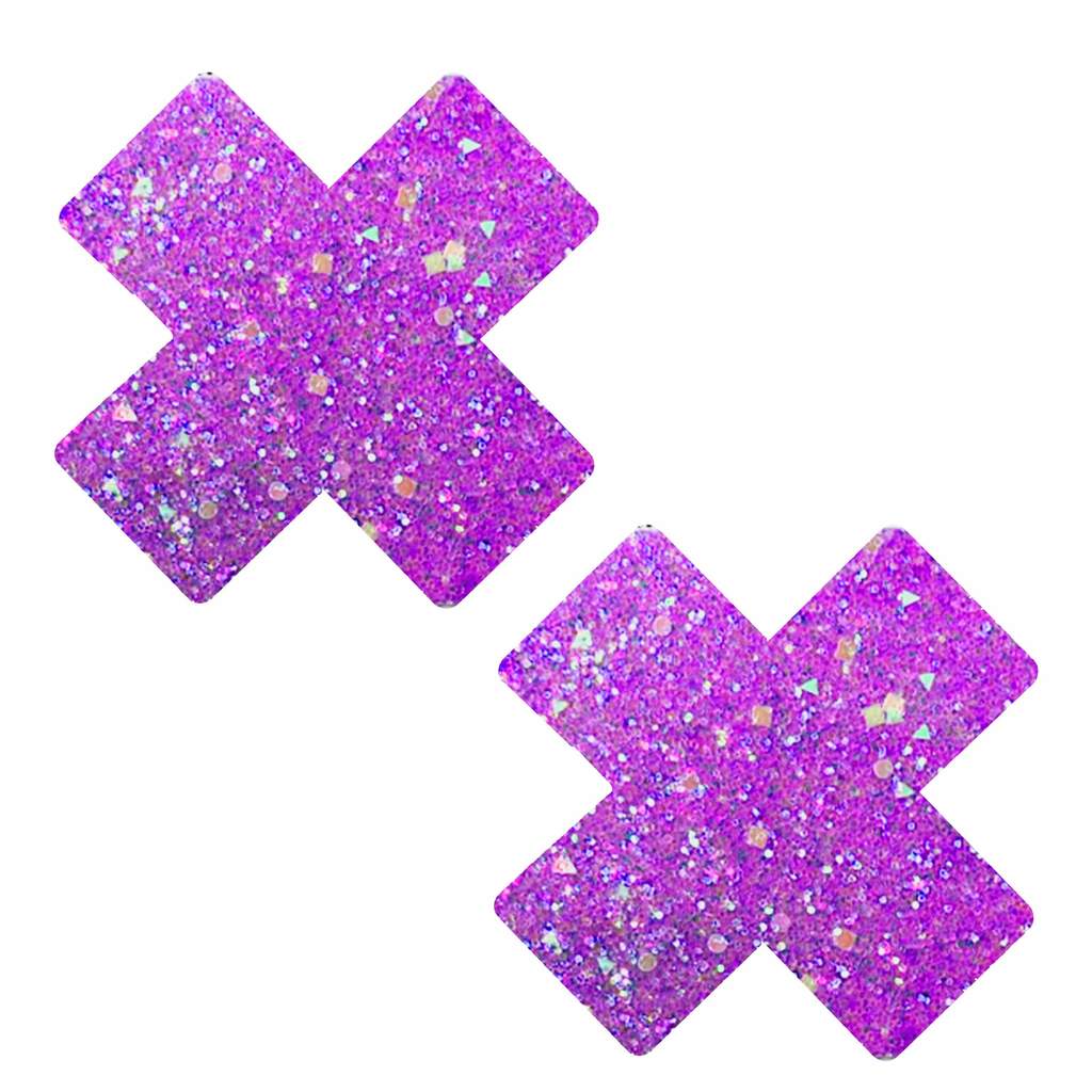 Pasties (2) - Neva Nude - Party Purps Chunky Glitter Cross Neva Nude - Boutique Séduction