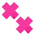 Pasties (2) - Pastease - Pink Blacklight Glitter Cross Neva Nude - Boutique Séduction