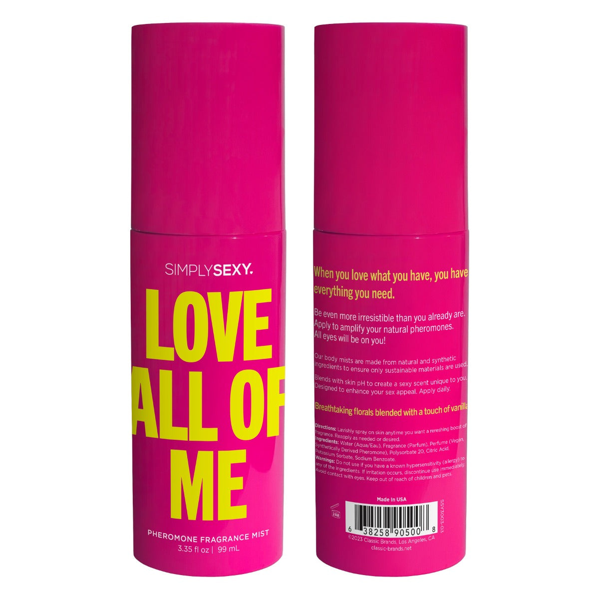 LOVE ALL OF ME Pheromone Fragrance Mist - SIMPLY SEXY Simply Sexy - Boutique Séduction