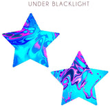 Pasties (2) - Neva Nude - Teal Blacklight Reflective Star Neva Nude - Boutique Séduction